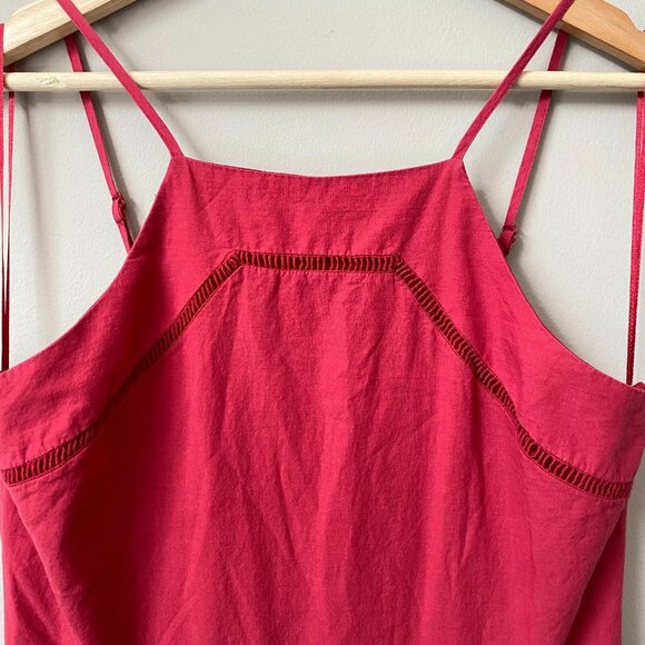 Blue Rain Women's Medium Sleeveless High Neck Boho Eyelet Scalloped Red Romper - Picture 5 of 11